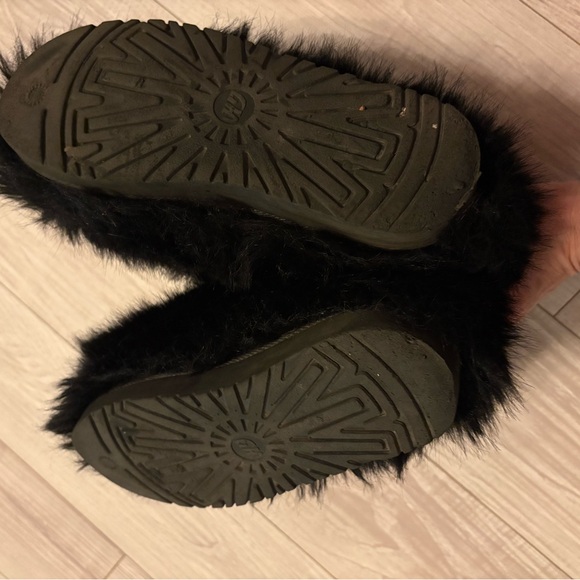 Black Faux Fur Winter Boots Cozy Plush Outdoor Shoes - Picture 3 of 3